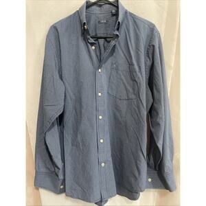 Izod Shirt Mens Medium Blue White Button Up Long Sleeve‎ Pocket Casual Men
